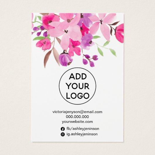 Roze florale sierjuwelen, filmclipweergave visitekaartje (Achterkant)
