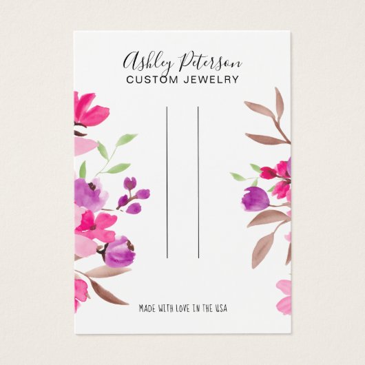 Roze florale sierjuwelen, filmclipweergave visitekaartje (Voorkant)