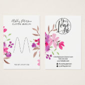 Roze florale siersiersiersieraarneringsscherm visitekaartje (Voorkant /achterkant)