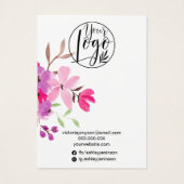 Roze florale siersiersiersieraarneringsscherm visitekaartje (Achterkant)
