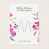 Roze florale siersiersiersieraarneringsscherm visitekaartje (Voorkant)