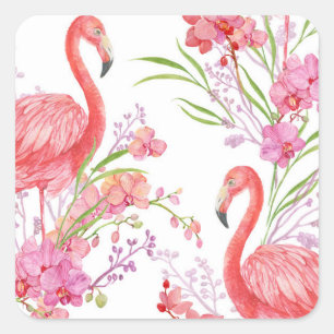 Roze florale sticker van het strand van Flamingo
