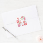 Roze florale sticker van het strand van Flamingo (Envelop)