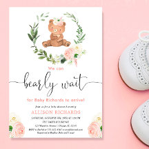 Roze florale teddy draagt groen meisje baby shower