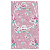 Roze florale theezakje klein cadeauzakje (Achterkant)