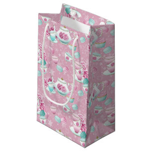 Roze florale theezakje klein cadeauzakje