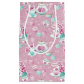 Roze florale theezakje klein cadeauzakje (Voorkant)