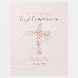 Roze florale voornaam fleece deken