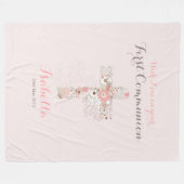 Roze florale voornaam fleece deken (Voorkant (Horizontaal))