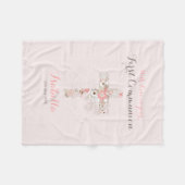 Roze florale voornaam fleece deken (Voorkant (Horizontaal))