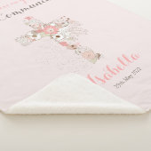 Roze florale voornaam sherpa deken (3/4)