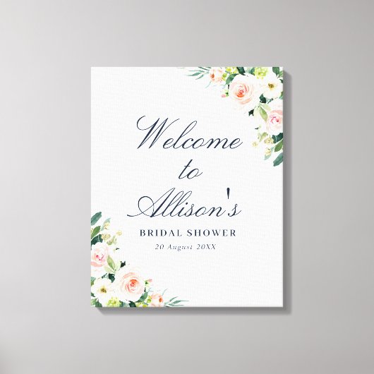 roze florale vrijgezellenfeest canvas afdruk (Voorkant)