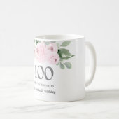 roze Florale vrouwen 100e verjaardag Gift Koffiemok (Voorkant rechts)