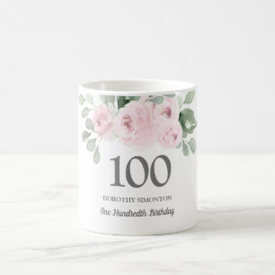 roze Florale vrouwen 100e verjaardag Gift Koffiemok