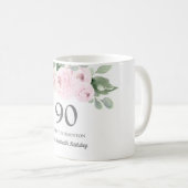  roze Florale vrouwen 90e verjaardag Gift Koffiemok (Voorkant rechts)