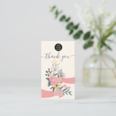 Roze florale wapenschilfers illustratie visitekaartje (Staand voorkant)