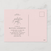 Roze florale waterverf afstuderen foto uitnodigen feestdagenkaart (Achterkant)