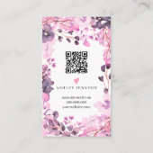 Roze florale waterverf review orde Hartelijk dank Visitekaartje (Achterkant)