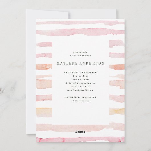 roze florale waterverf virtueel vrijgezellenfeest feestdagenkaart (Achterkant)