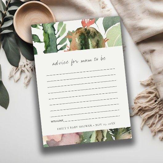 ROZE FLORALE WOESTIJN CACTUS FAUNA ADVIES BABY SHO INFORMATIEKAARTJE