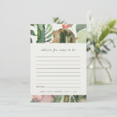 ROZE FLORALE WOESTIJN CACTUS FAUNA ADVIES BABY SHO INFORMATIEKAARTJE (Staand voorkant)