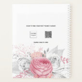 Roze florale zilverfoliage, wit naamplaatje 2022 planner (Achterkant)