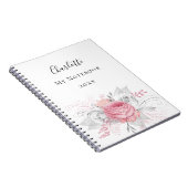 Roze florale zilverfolie witte benaming elegant notitieboek (Rechterzijde)