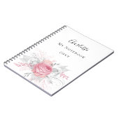 Roze florale zilverfolie witte benaming elegant notitieboek (Linkerzijde)
