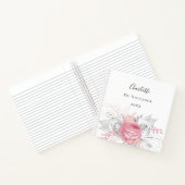 Roze florale zilverfolie witte benaming elegant notitieboek (Binnen)