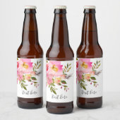 roze florale, zoete, Romantische Waterverf Bloem, Bier Etiket (Flessen)