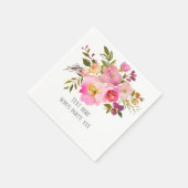 roze florale, zoete, Romantische Waterverf Bloem, Servet (Hoek)