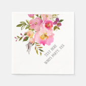 roze florale, zoete, Romantische Waterverf Bloem, Servet (Voorkant)
