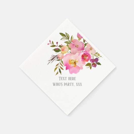 roze florale, zoete, Romantische Waterverf Bloem, Servet (Hoek)