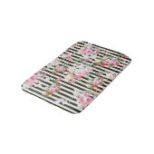  roze florale zwarte strepen patroon badmat (Gekanteld)