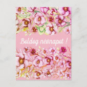 Roze floralen - Hongaarse naamdag Briefkaart (Voorkant)