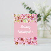 Roze floralen - Hongaarse naamdag Briefkaart (Staand voorkant)