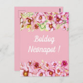 Roze floralen - Hongaarse naamdag Briefkaart (Voorkant / Achterkant)