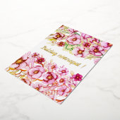 Roze floralen - Hongaarse naamdag Folie Feestdagenkaart (Gedraaid)