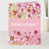 Roze floralen - Hongaarse naamdag Kaart (Voorkant)