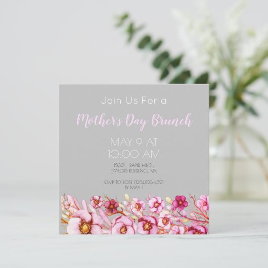 Roze floralen - Moederdag Brunch (Staand voorkant)