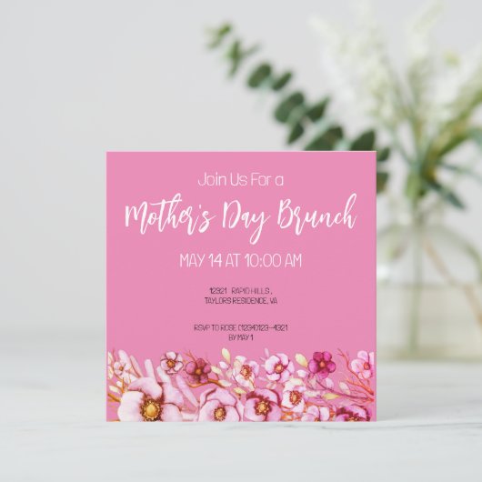 Roze floralen - Moederdag Brunch (Staand voorkant)