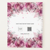 Roze floralen noemen witte elegant planner (Achterkant)