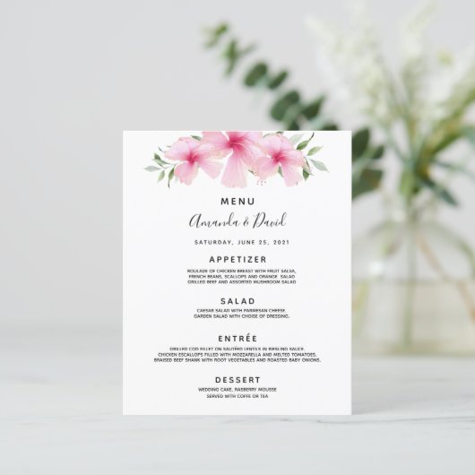 Roze floralen van het Menu Weddenschap (Staand voorkant)