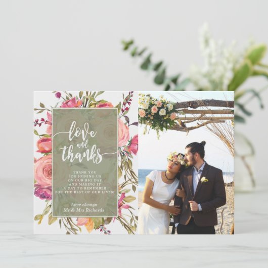 roze floralen voor liefde en bedankt (Staand voorkant)