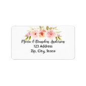 Roze floralen wit retouradres etiket (Voorkant)