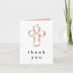 Roze Florals Cross Baptisme Christening Dank je we
