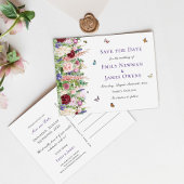 Roze Florals en Butterflies | Weddenschap Save the Aankondigingskaart