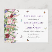 Roze Florals en Butterflies | Weddenschap Save the Aankondigingskaart (Voorkant)