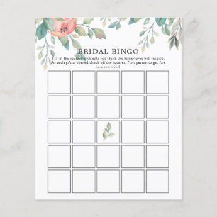 Roze Florals Greenery Vrijgezellenfeest Bingo Game