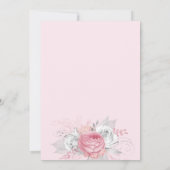 Roze florals meisje gouden kruis doopsel kaart (Achterkant)